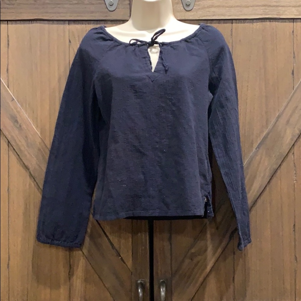 GAP long sleeve cotton blouse in navy blue, SzXS